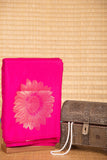 Shocking pink borderless pure touch silk saree