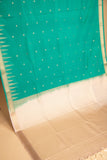 Jungle green temple border semi silk saree