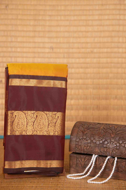 Mustard and arakku traditional pure touch silk saree