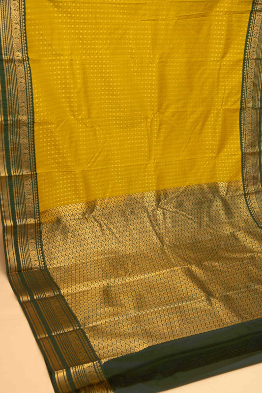 Lime green and deep green aayiram butta semi silk saree