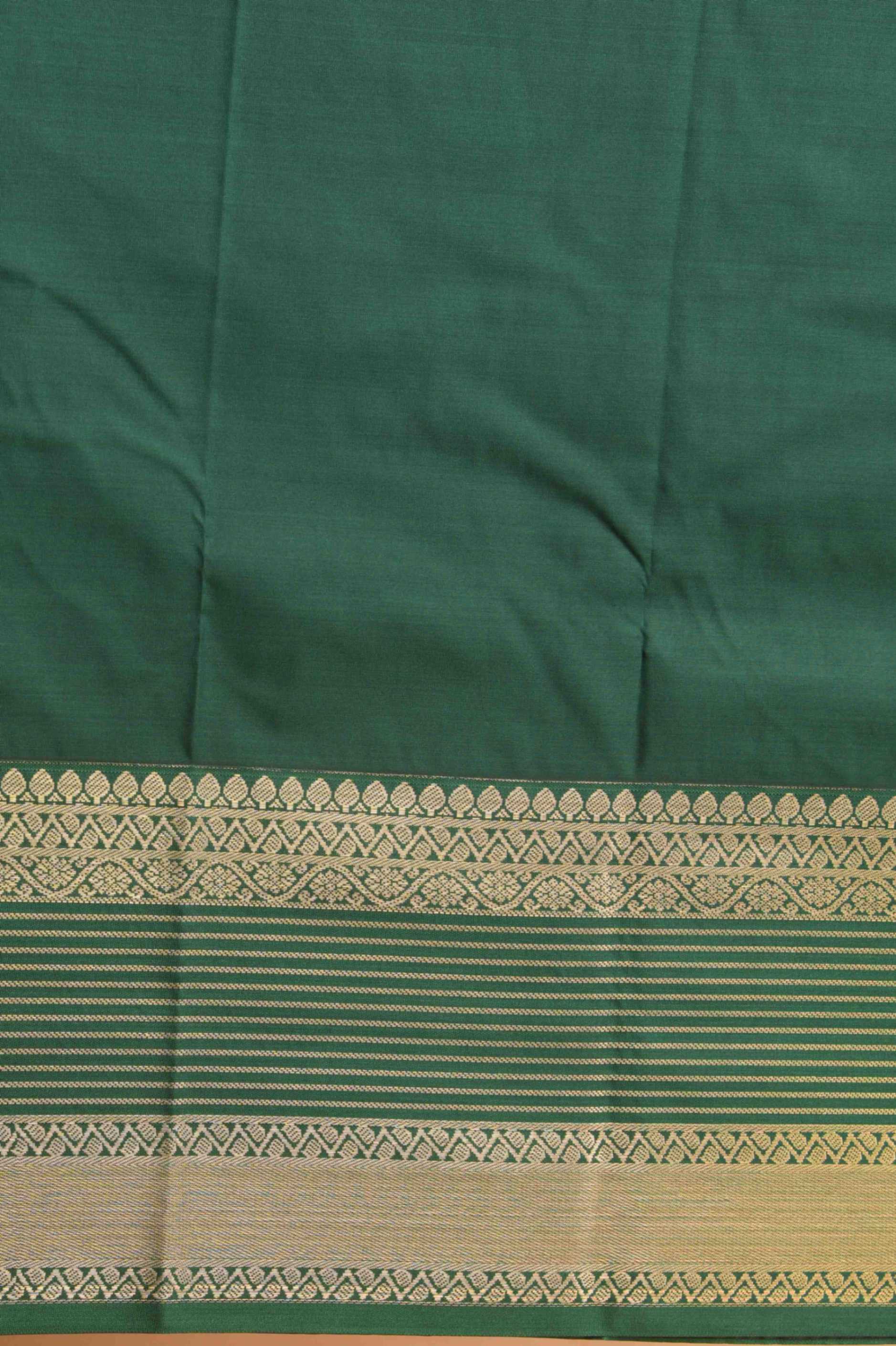 Tomato red and green semi silk saree)