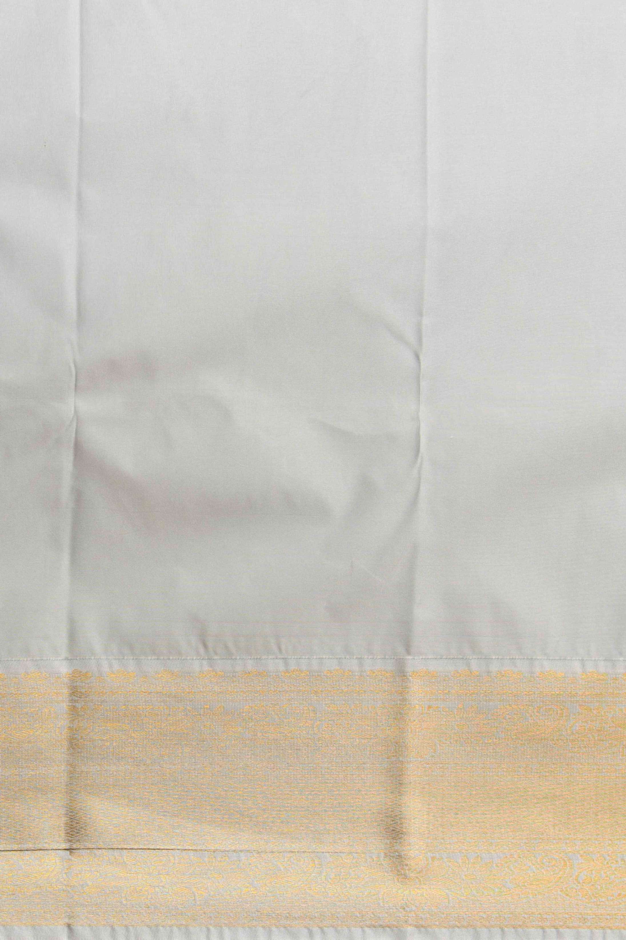 Tangerine orange and grey zari kattam semi silk saree