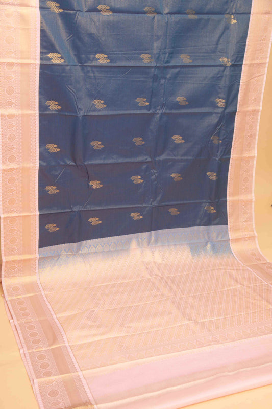 Peacock blue vairaoosi semi silk saree