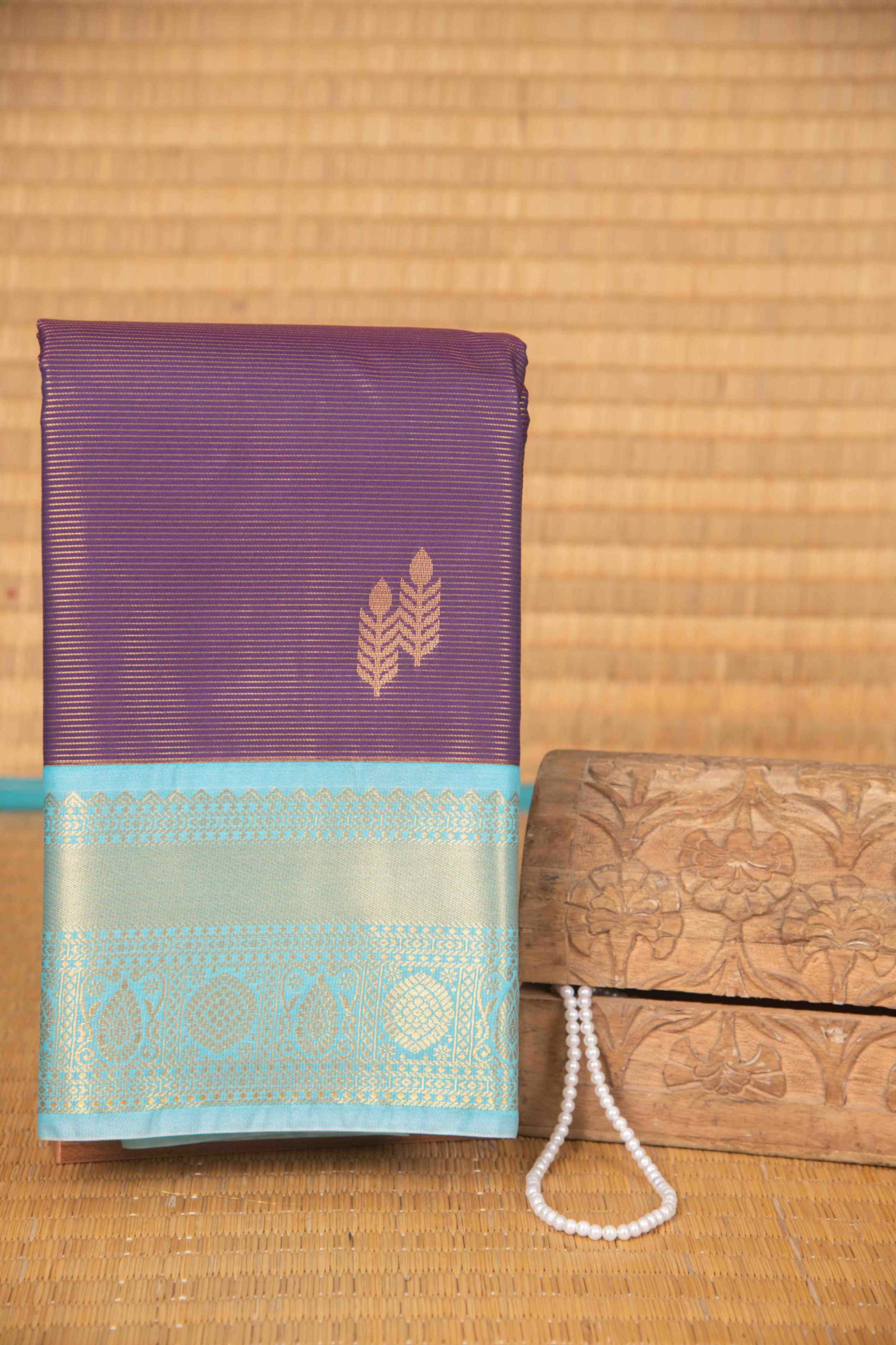 Purple and babyblue vairaoosi semi silk saree