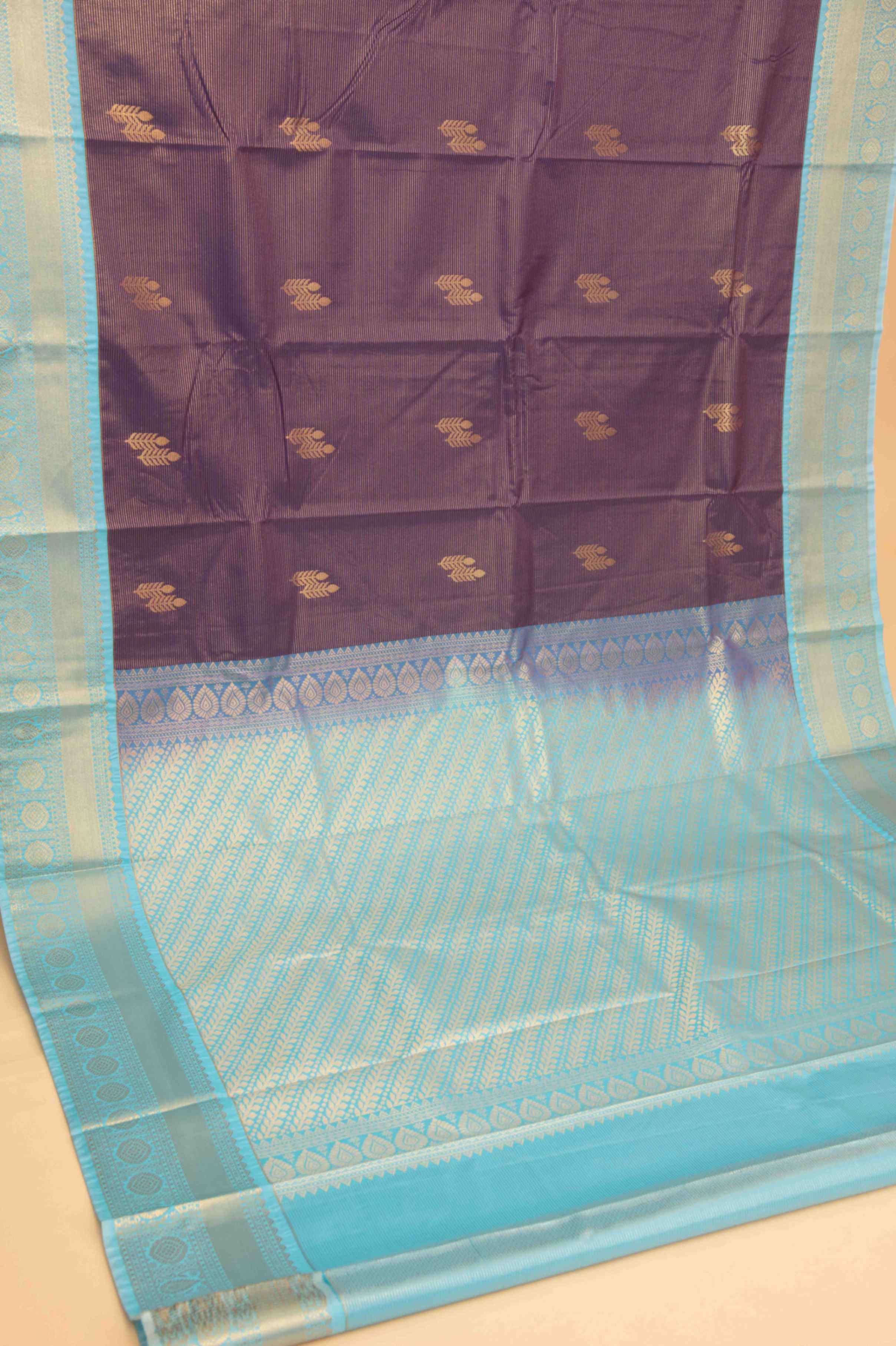 Purple and babyblue vairaoosi semi silk saree