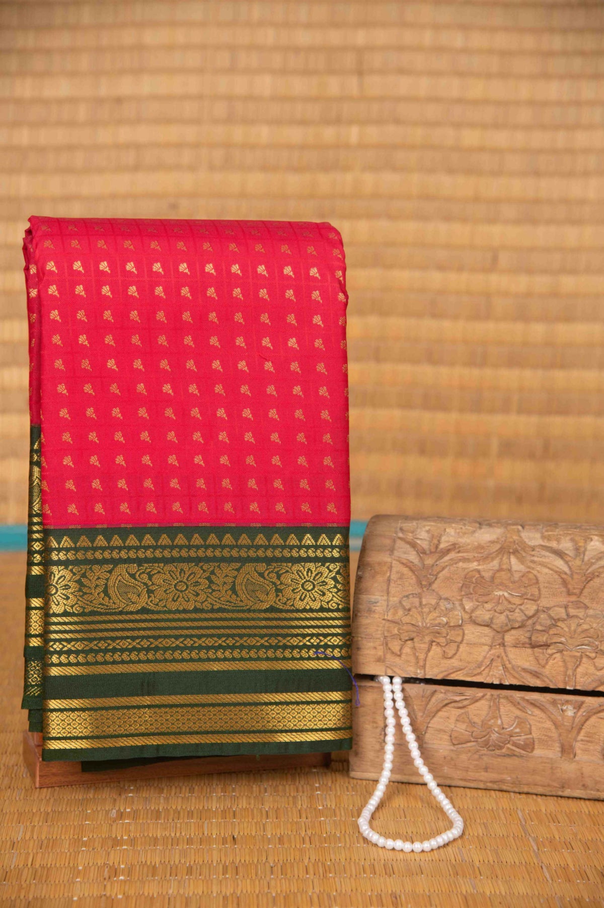 Pink aayiram butta semi silk saree