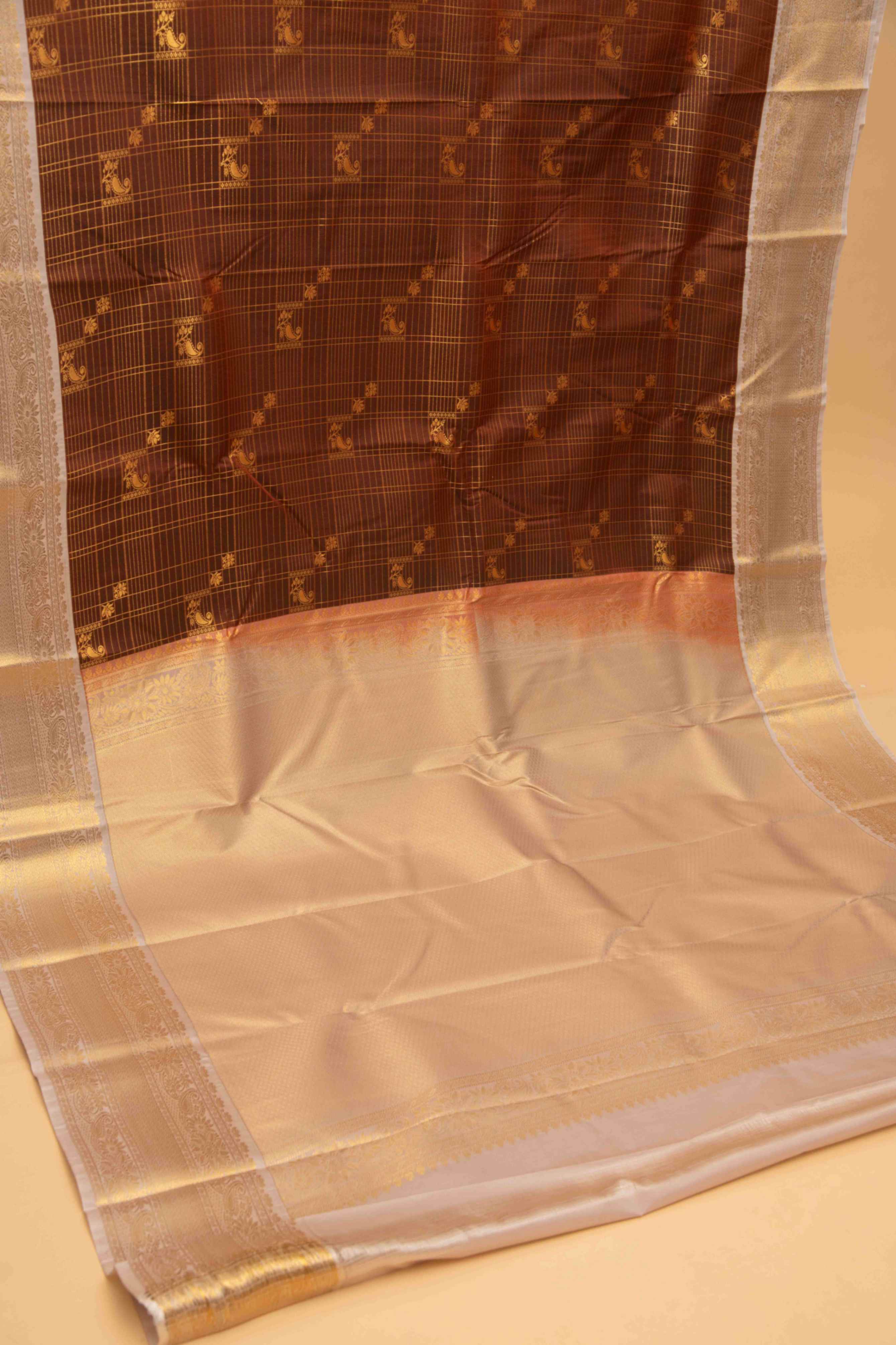 Copper brown semi silk saree