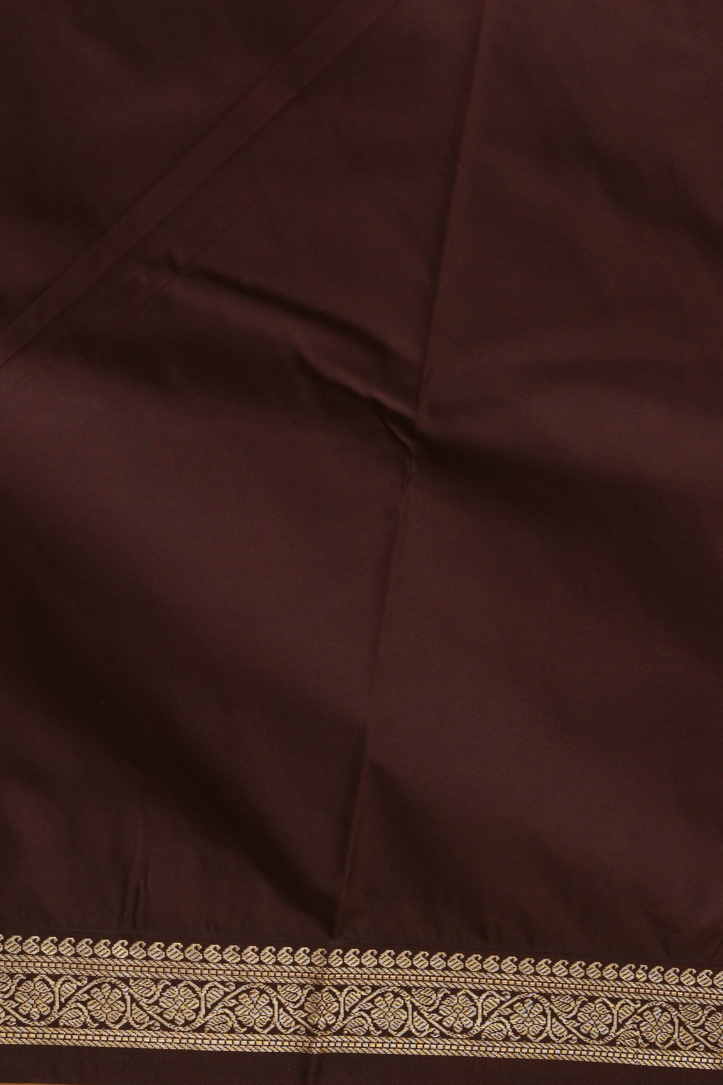 Fire orange and brown semi silk saree