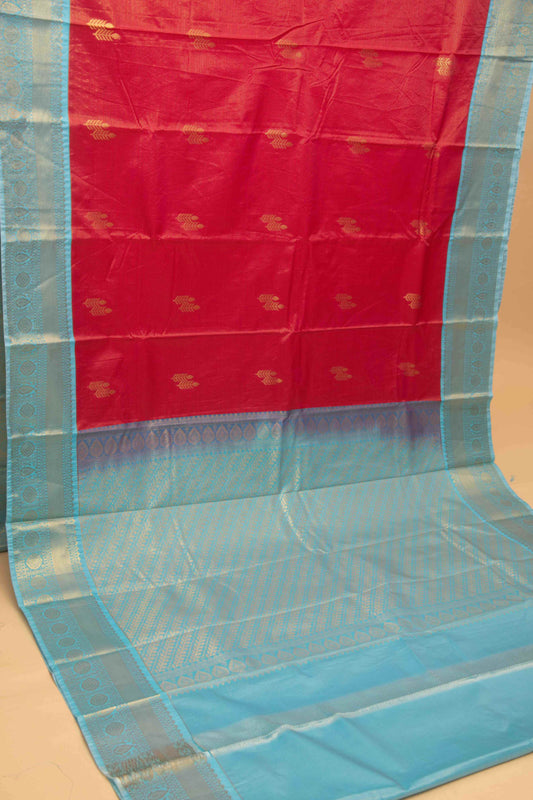 Rani pink and baby blue vairaoosi semi silk saree