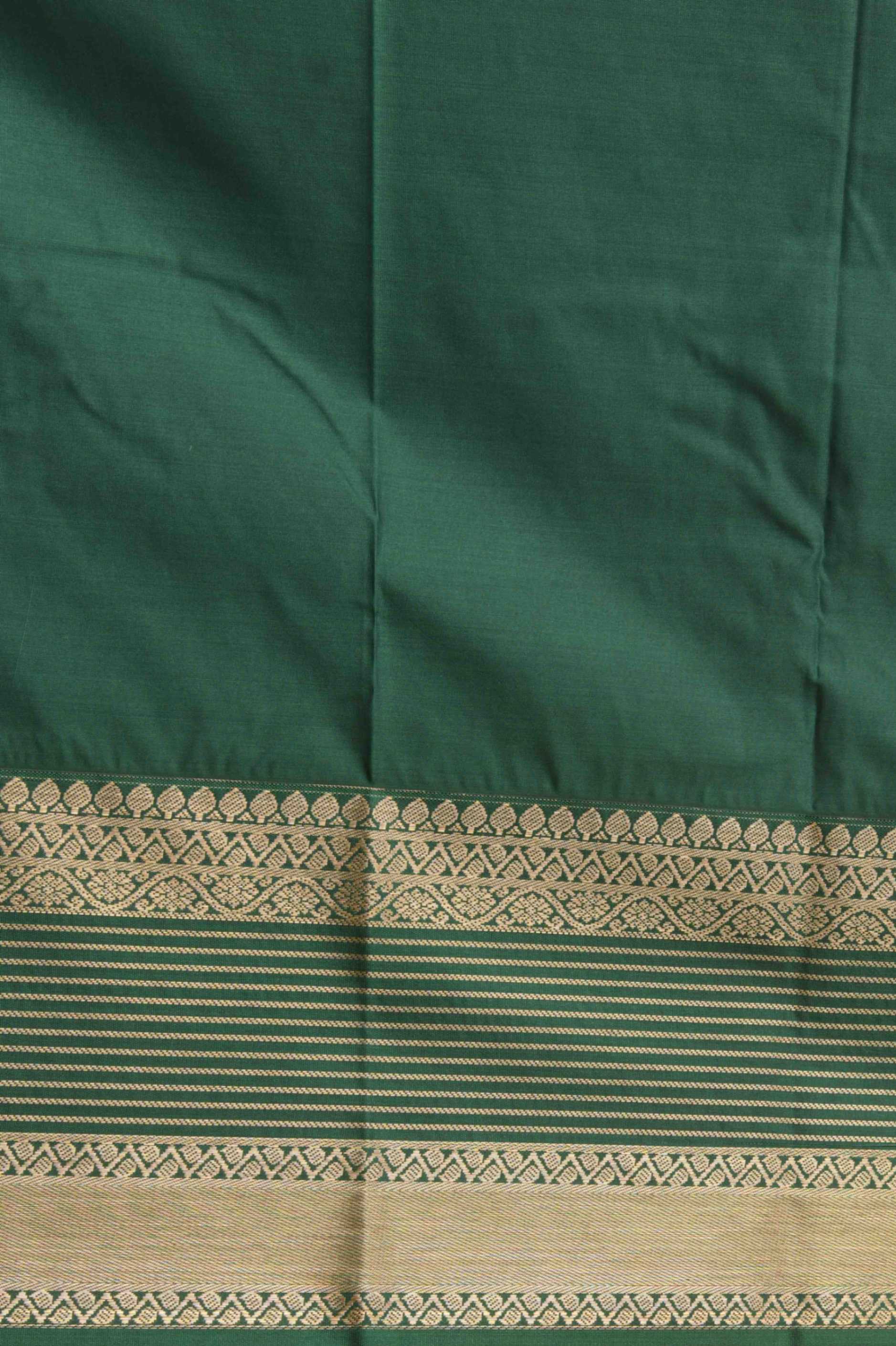 Malai cream and green semi silk saree