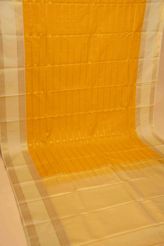 Canary yellow veldhari semi silk saree