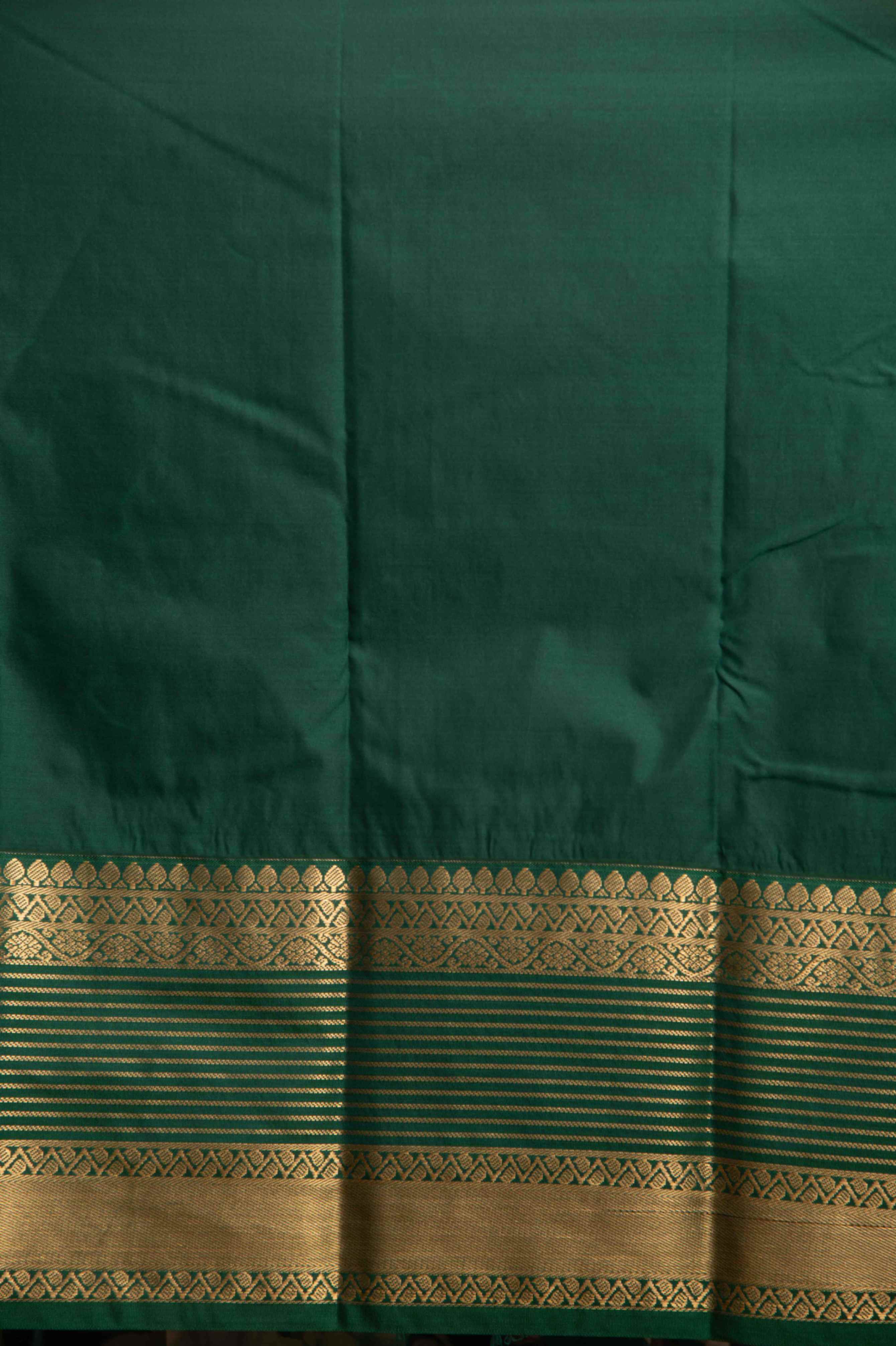 Marigold yellow and green semi silk saree