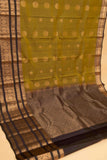 Moong dal green and blackish brown pure touch silk saree
