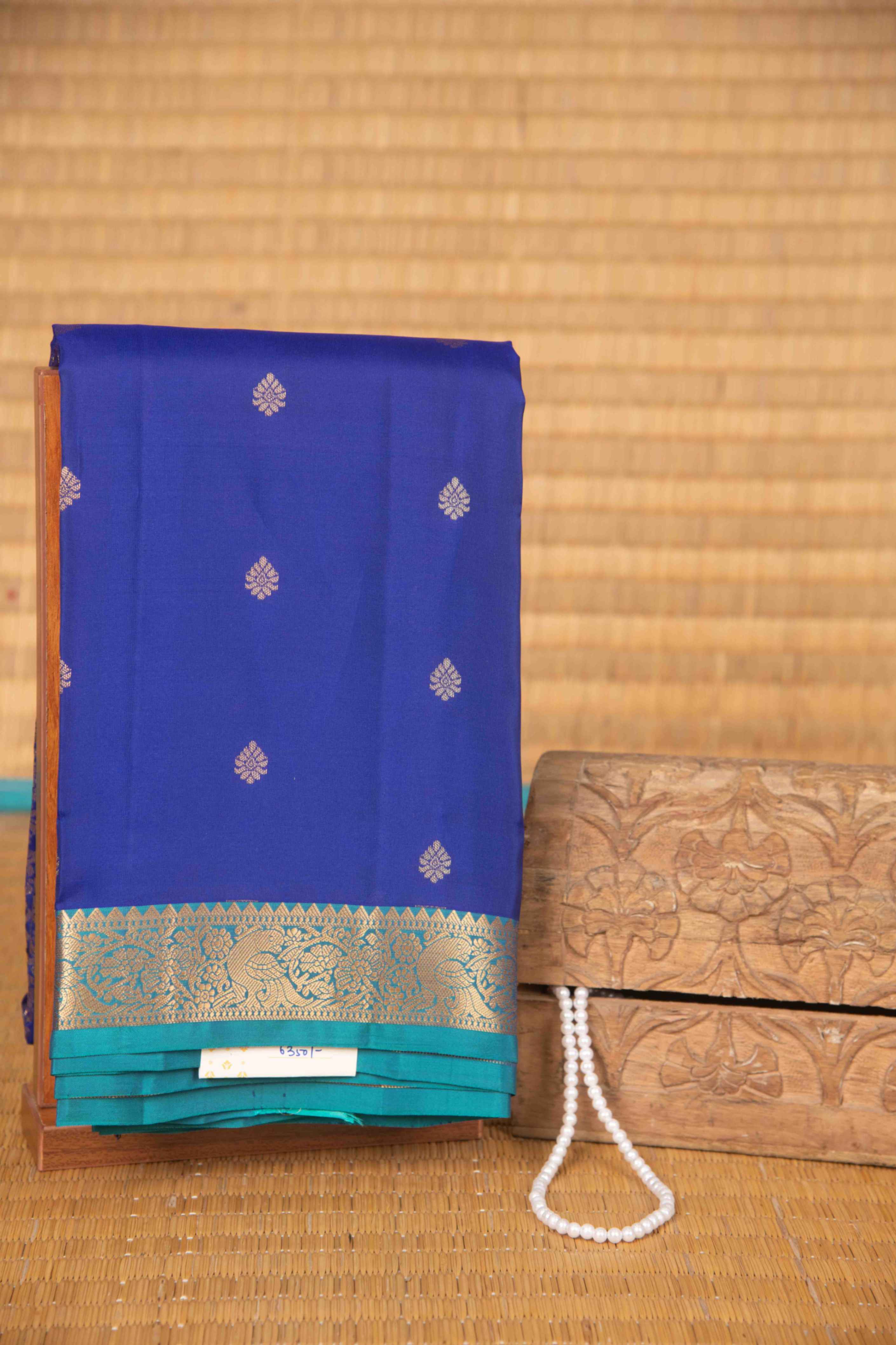 Lapis blue with arctic blue pure touch silk saree