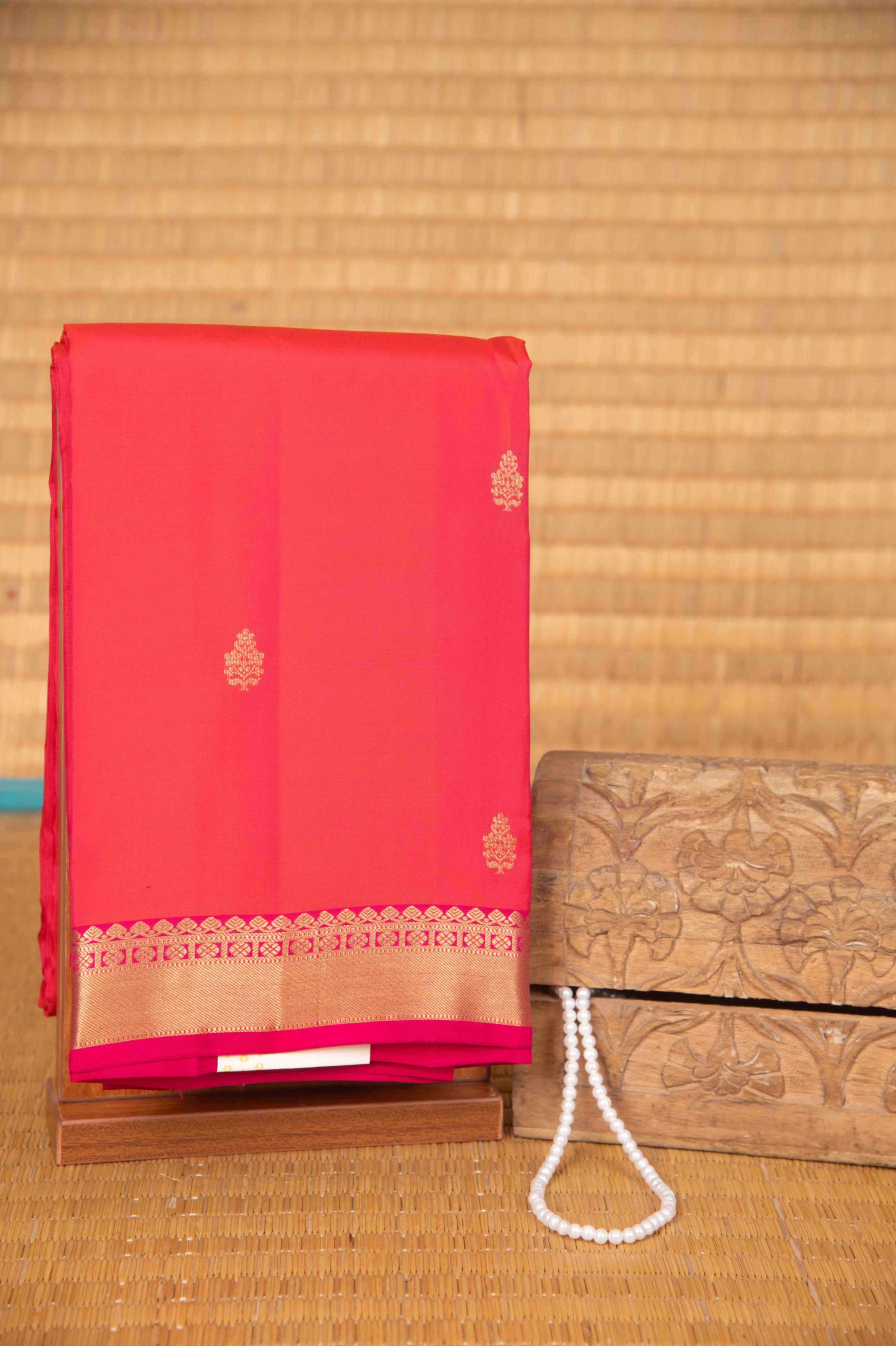 Orange soda and pink pure touch silk saree
