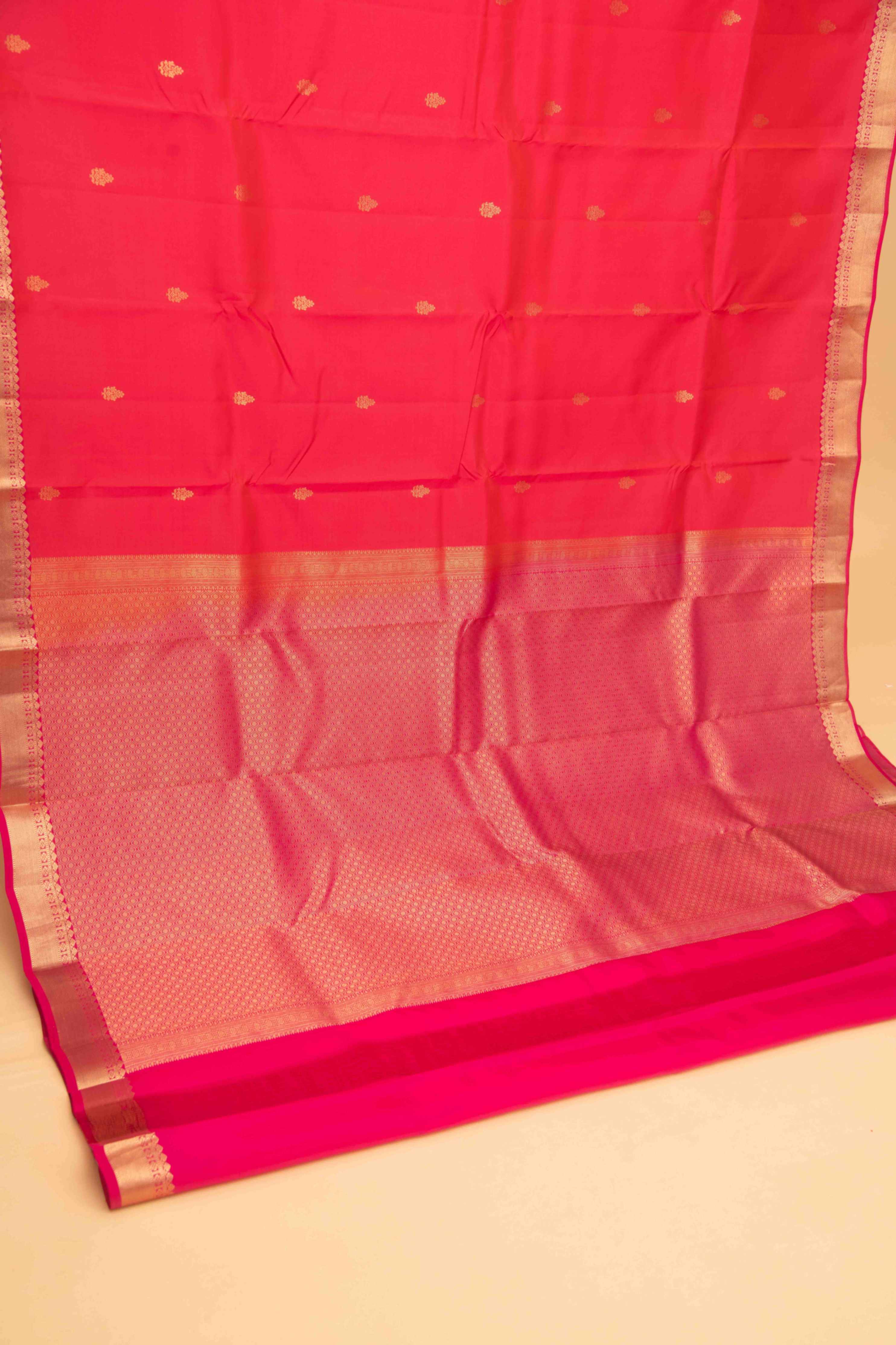 Orange soda and pink pure touch silk saree