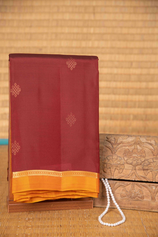 Mahagany maroon and mustard pure touch silk saree