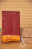 Mahagany maroon and mustard pure touch silk saree