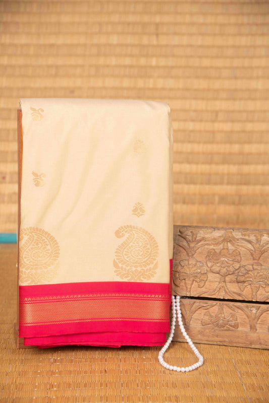 Offwhite and pink korvai semi silk saree