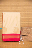 Offwhite and pink korvai semi silk saree