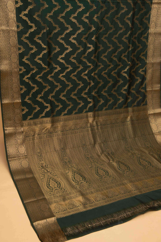 Bottle green designer soft silk saree