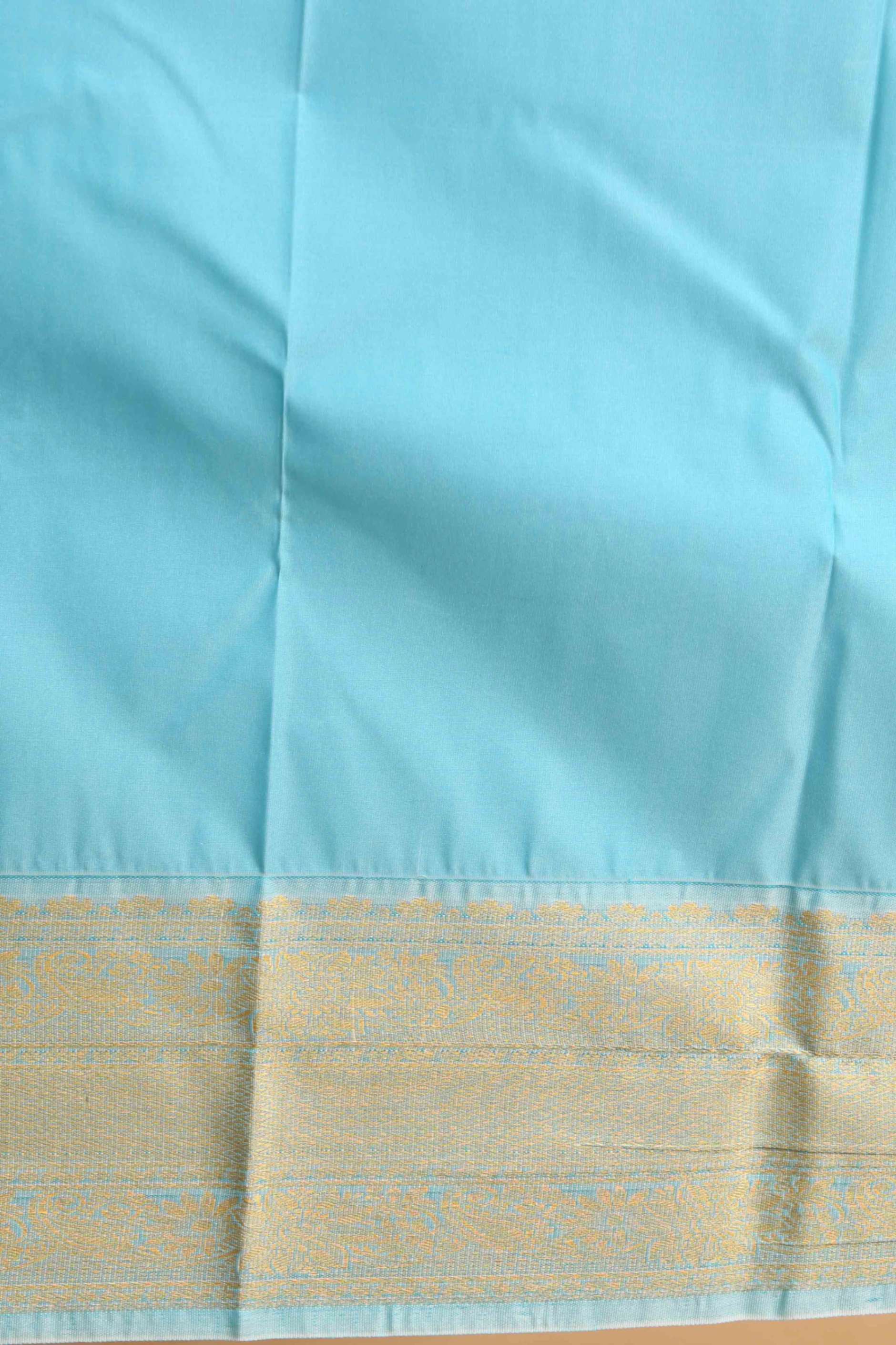 Red and babyblue checks soft silk saree