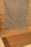 Grey and malai soft silk saree