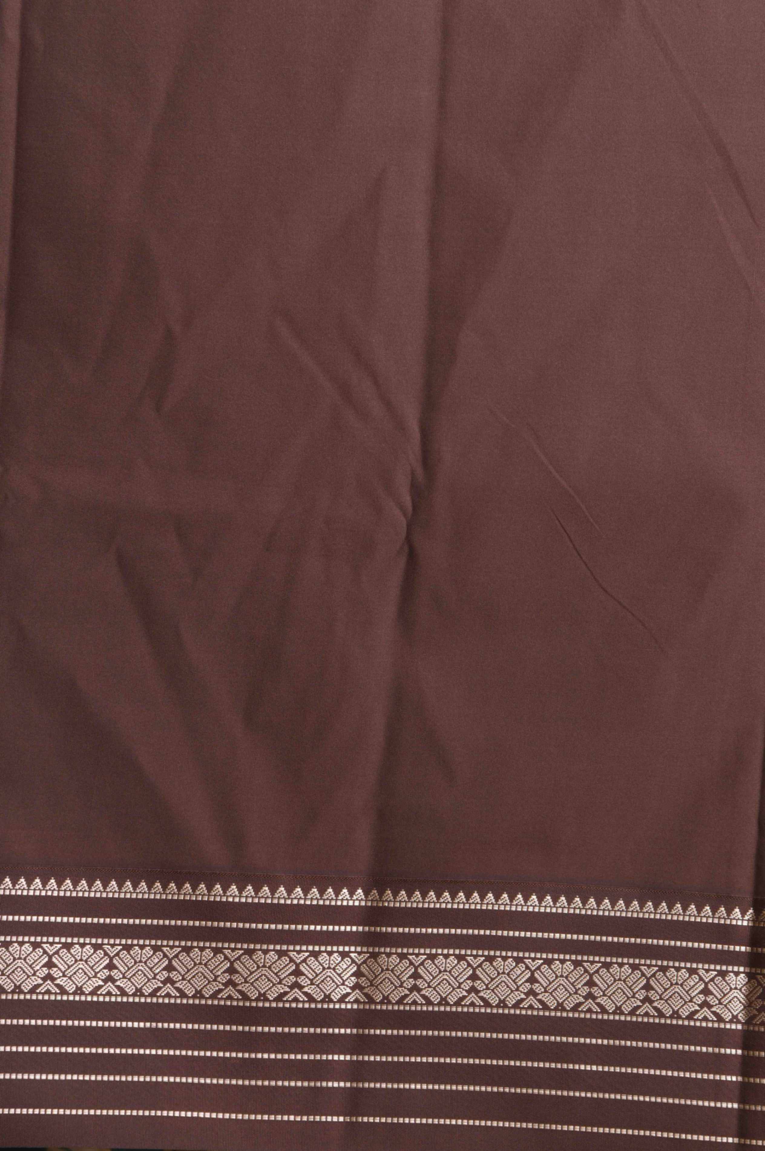 Vermillion orange and brown traditional soft silk saree