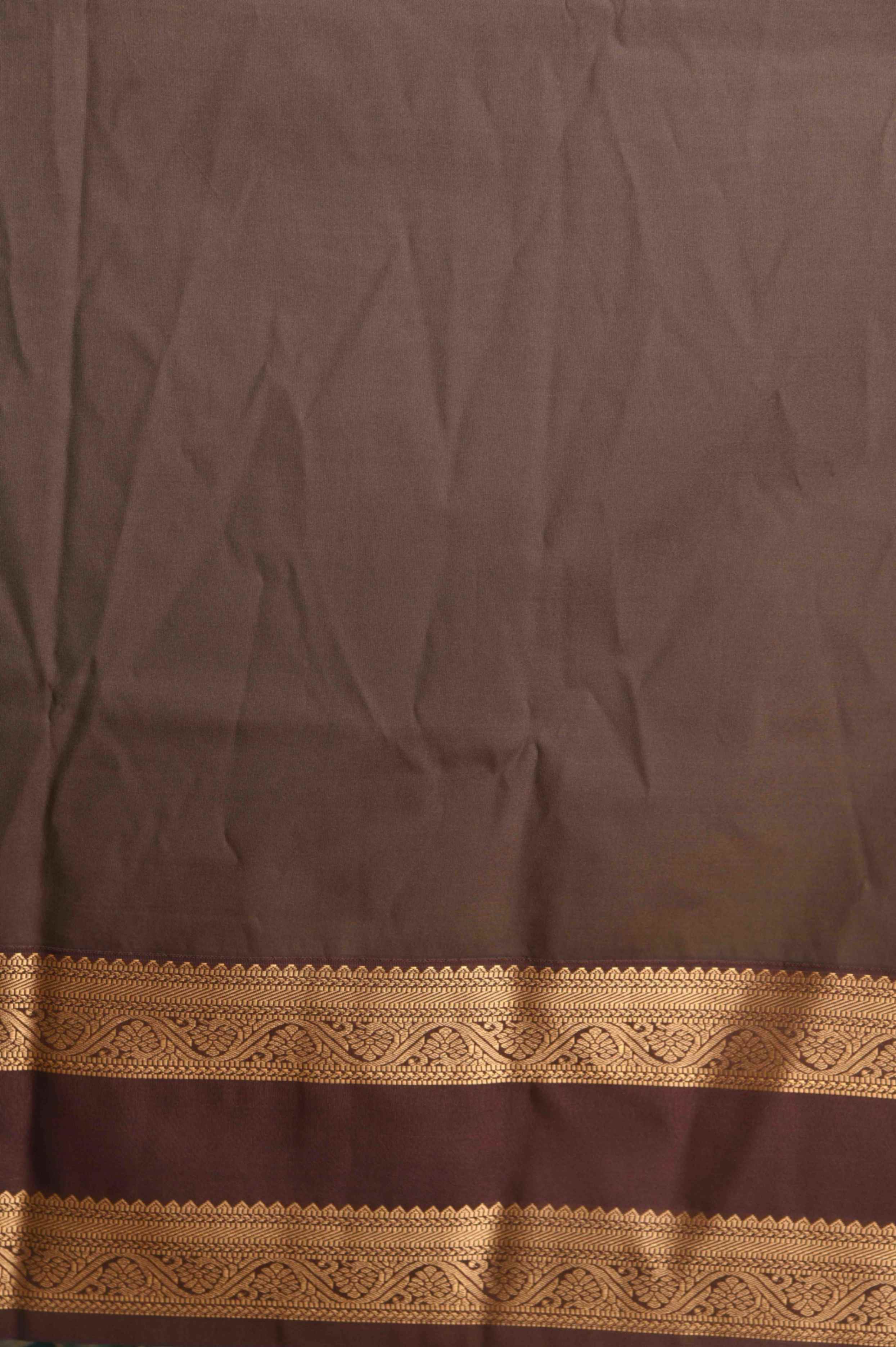 Rust orange and brown retta pettu semi silk saree