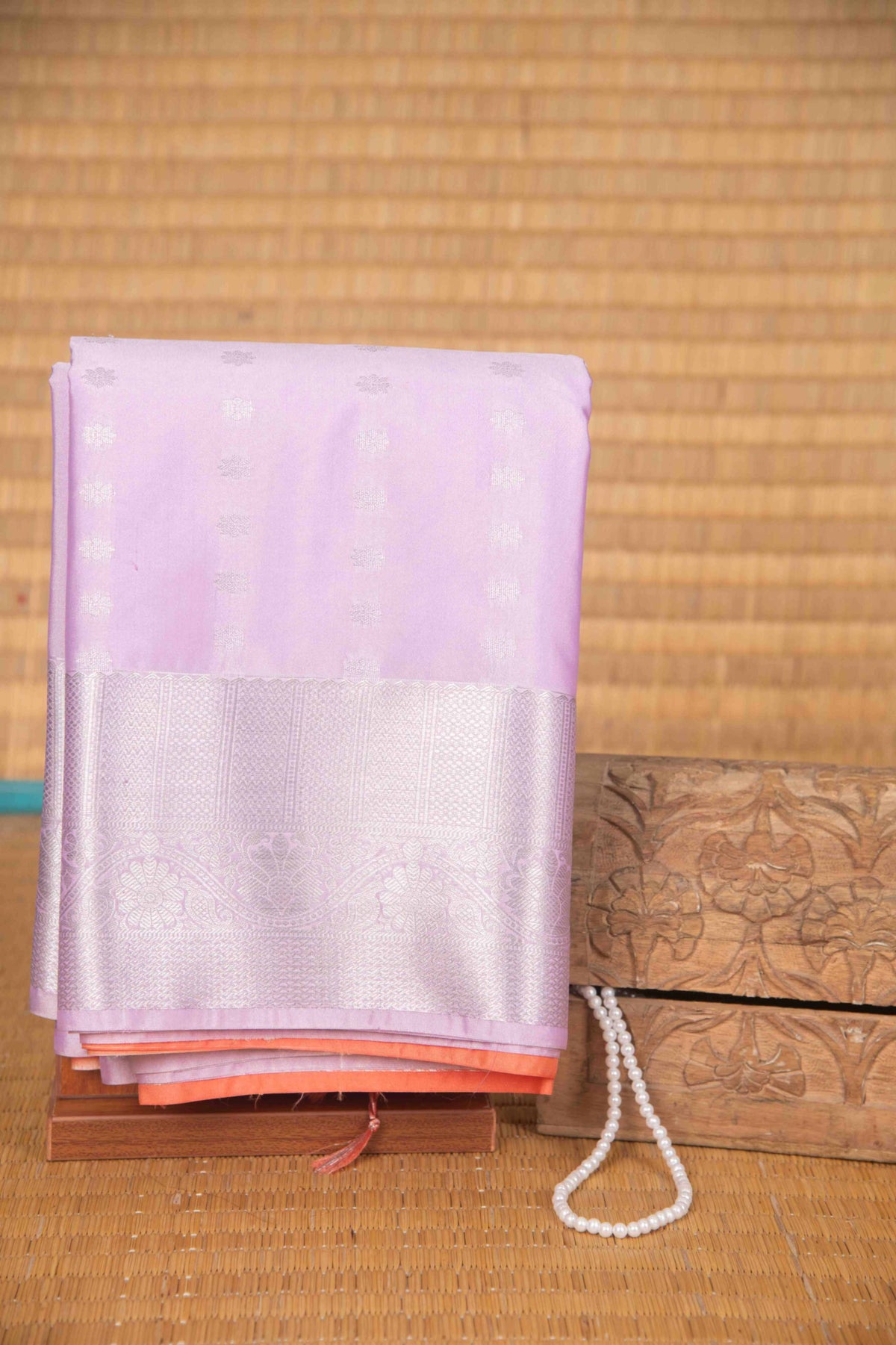 Lavender and peach soft silk saree