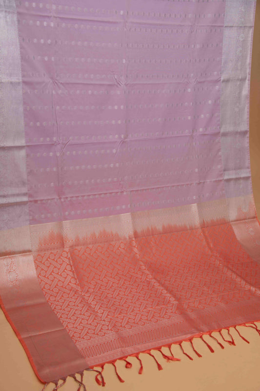 Lavender and peach soft silk saree