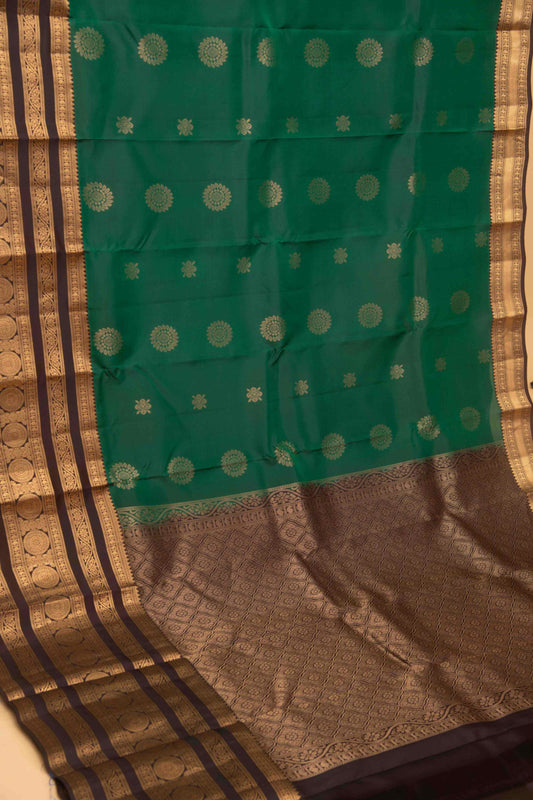 Dual tone green and brown traditional silk saree
