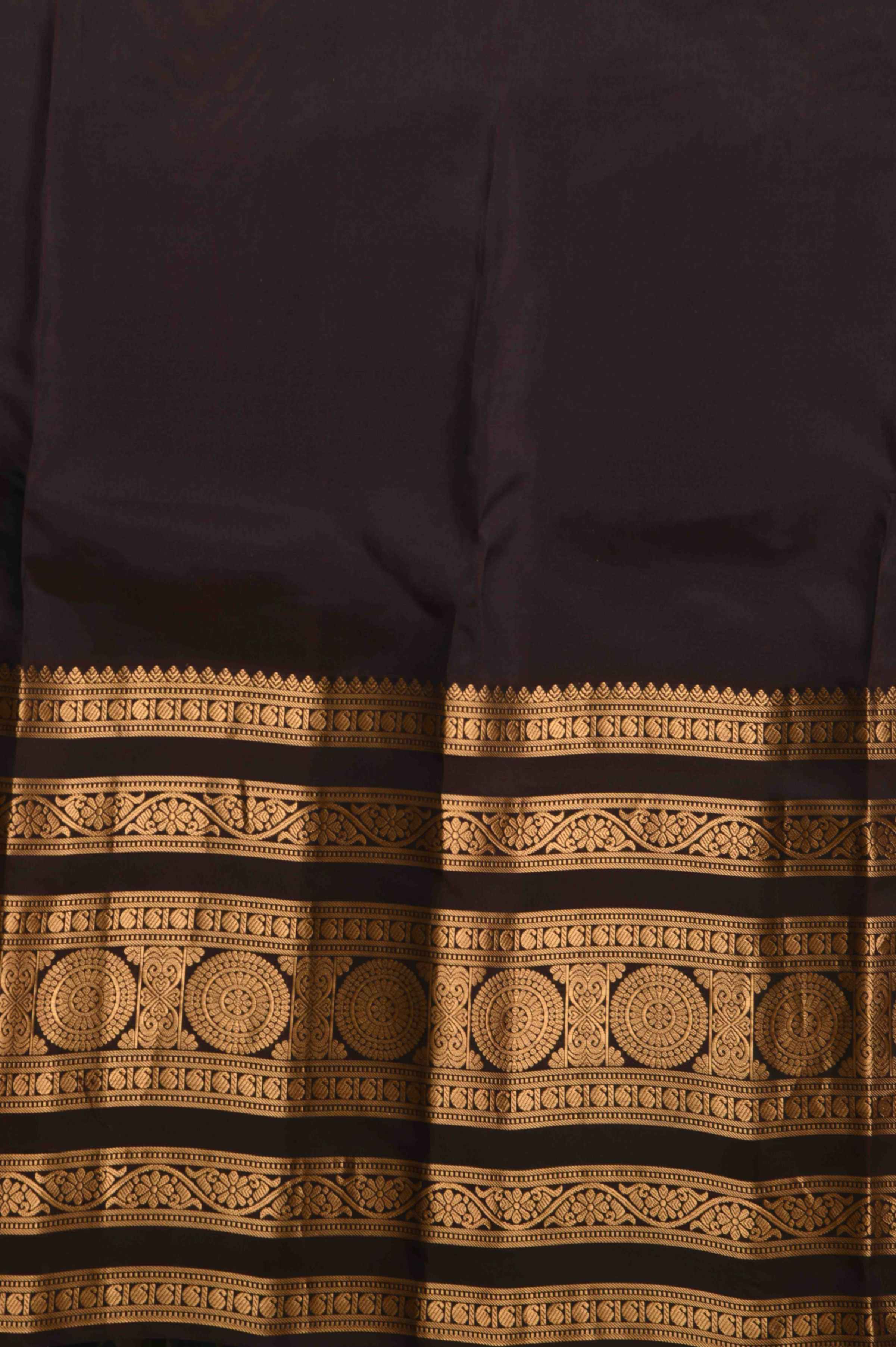 Dual tone green and brown traditional silk saree