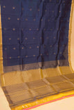 Midnight blue and kolam pure touch silk saree