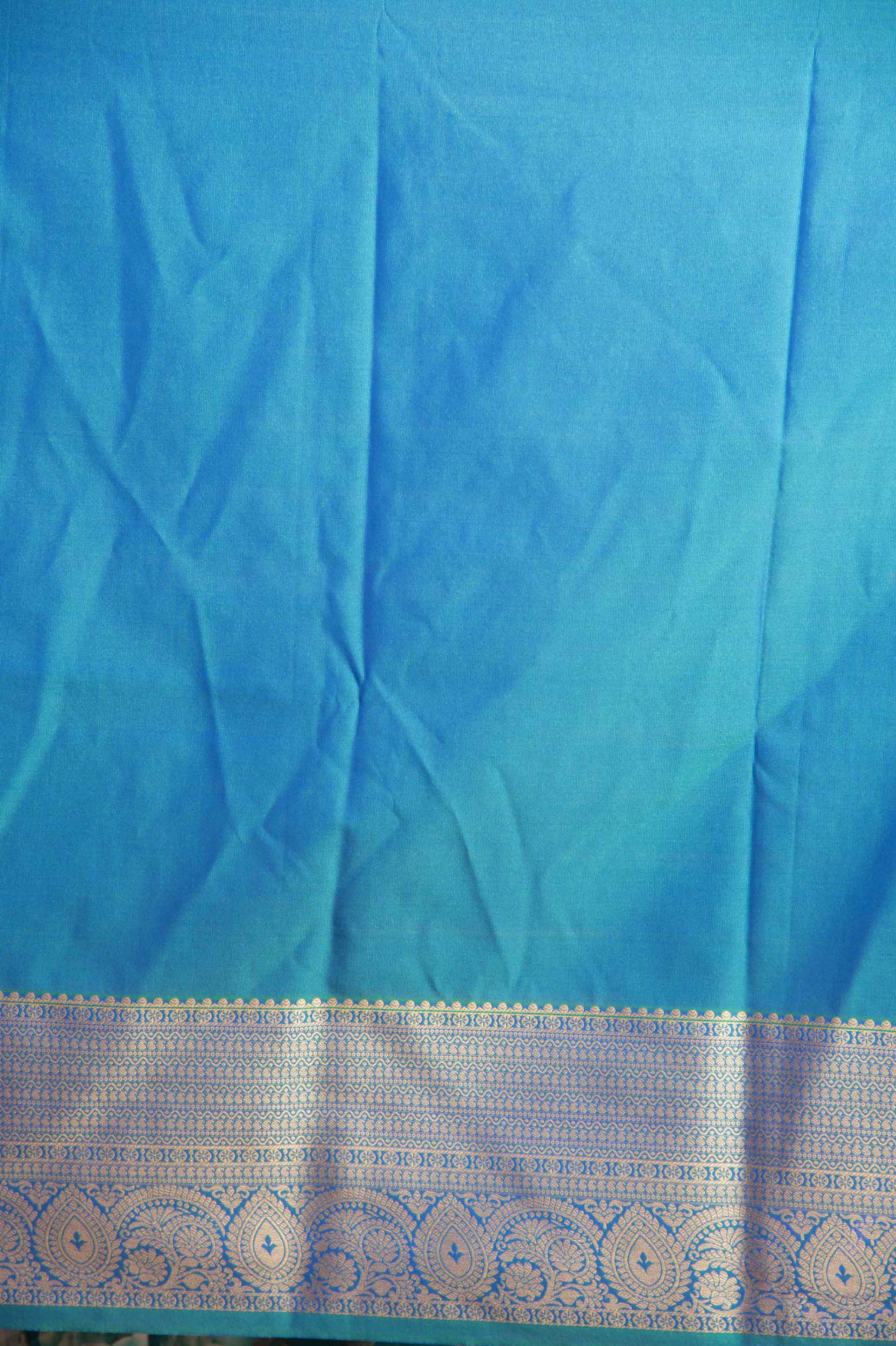 Peacock blue soft silk saree