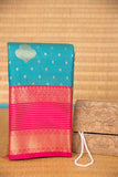 Dual tone aqua blue and pink semi silk saree