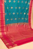 Dual tone aqua blue and pink semi silk saree