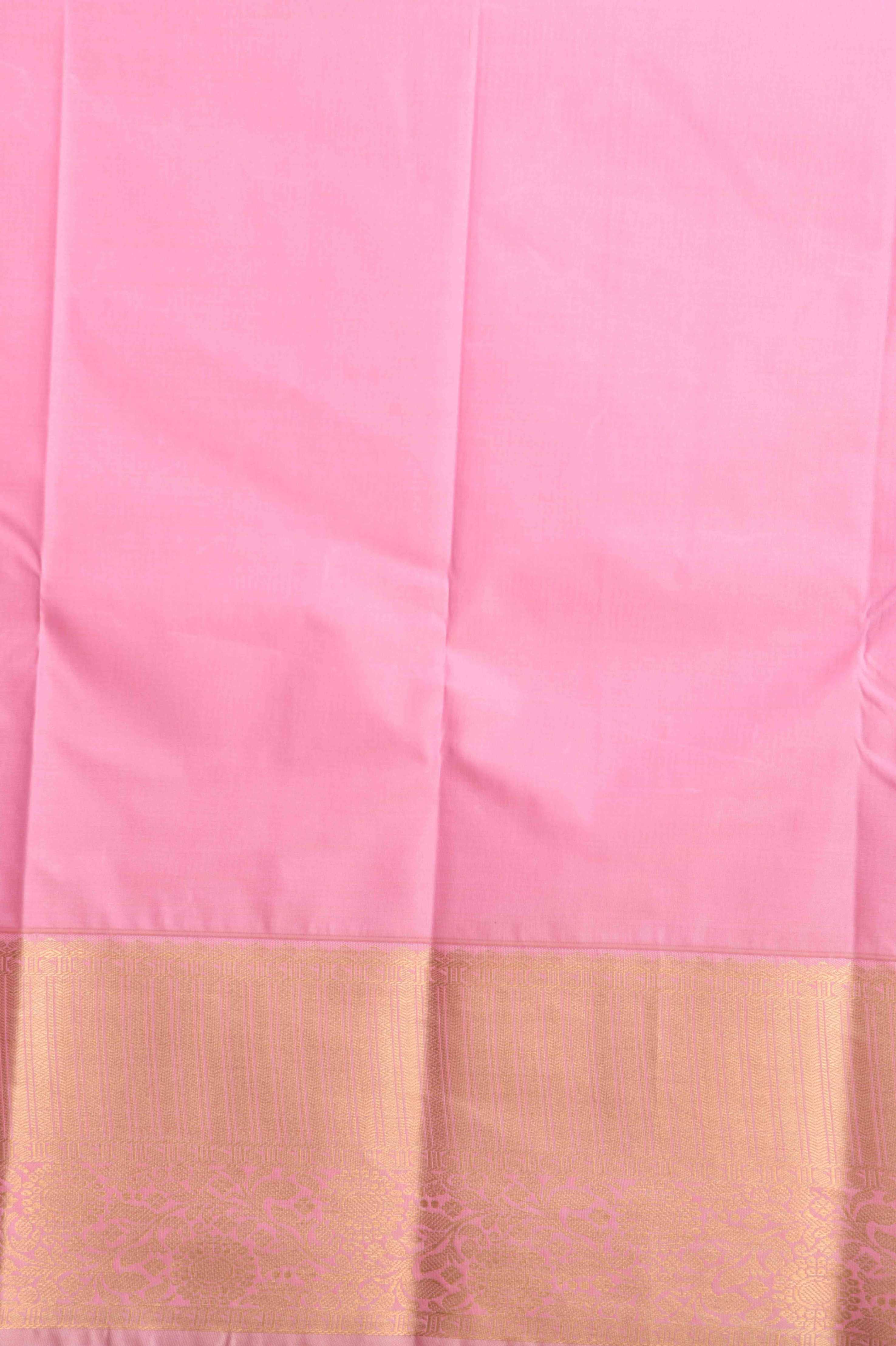 Mustard and pastel pink designer semi silk saree
