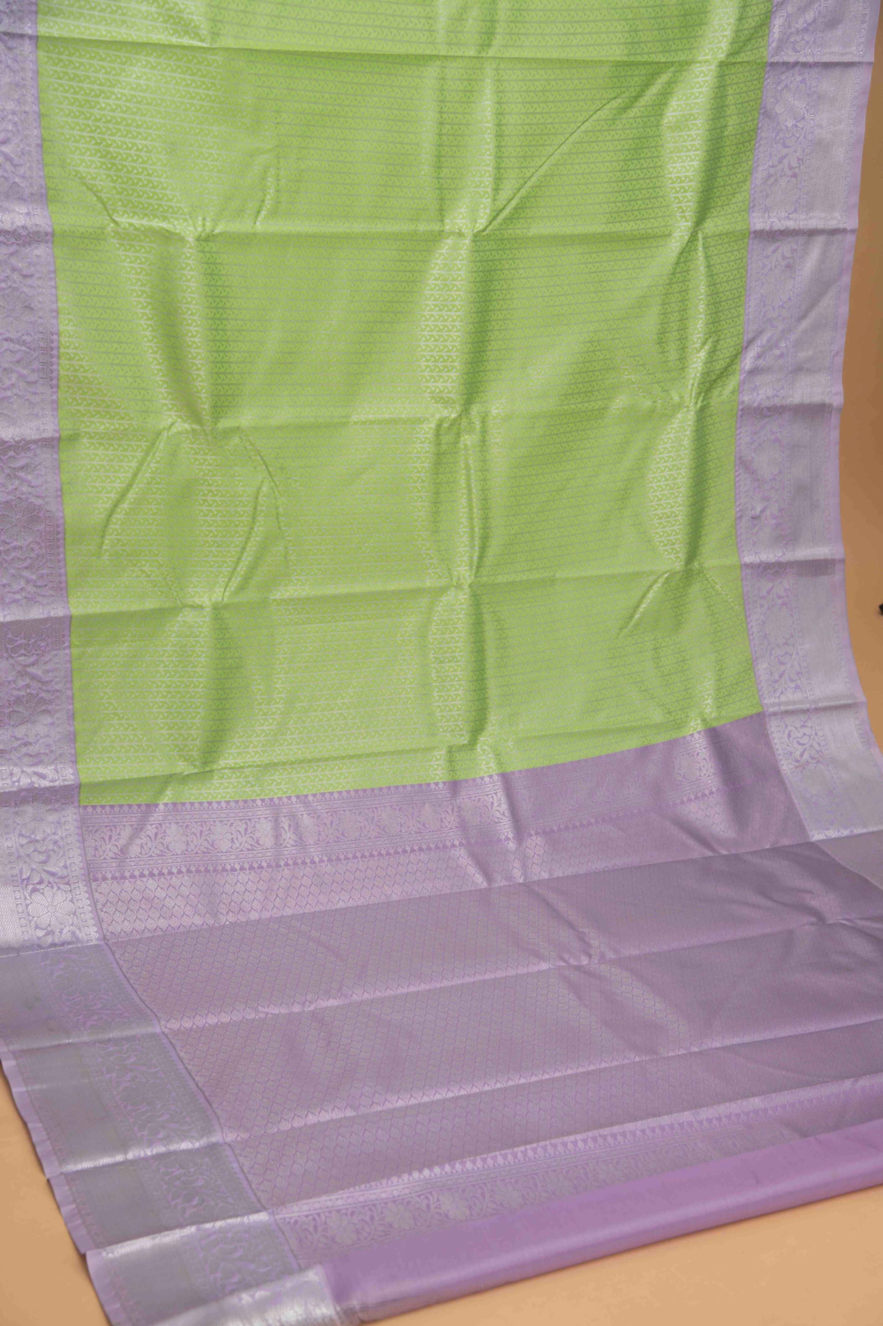 Mint green and lavender bridal silk saree