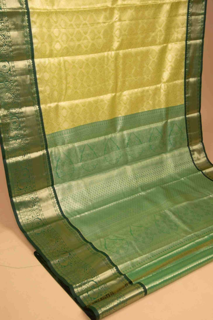 Yellow and green tissue silk saree