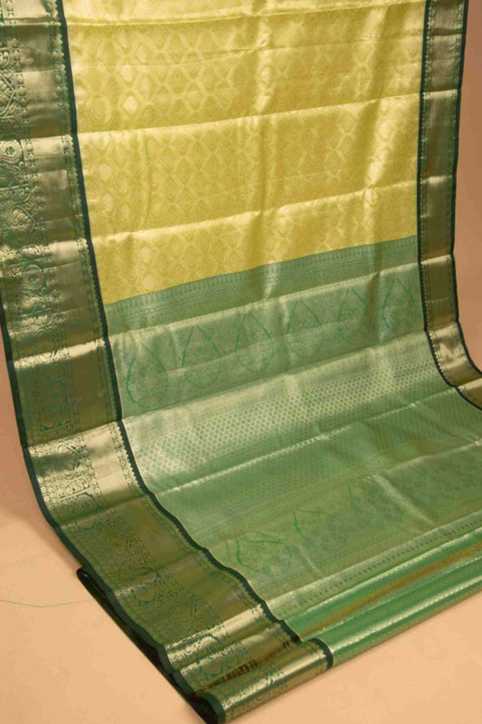 Yellow and green tissue silk saree