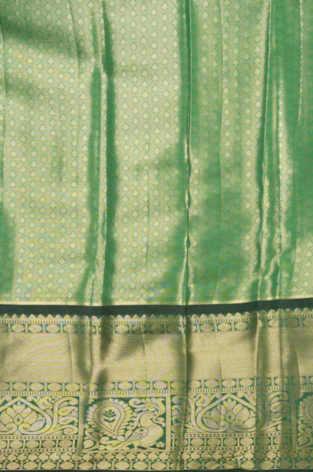 Yellow and green tissue silk saree