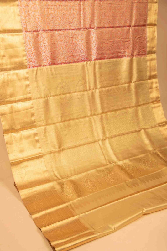 Red and gold tissue silk saree