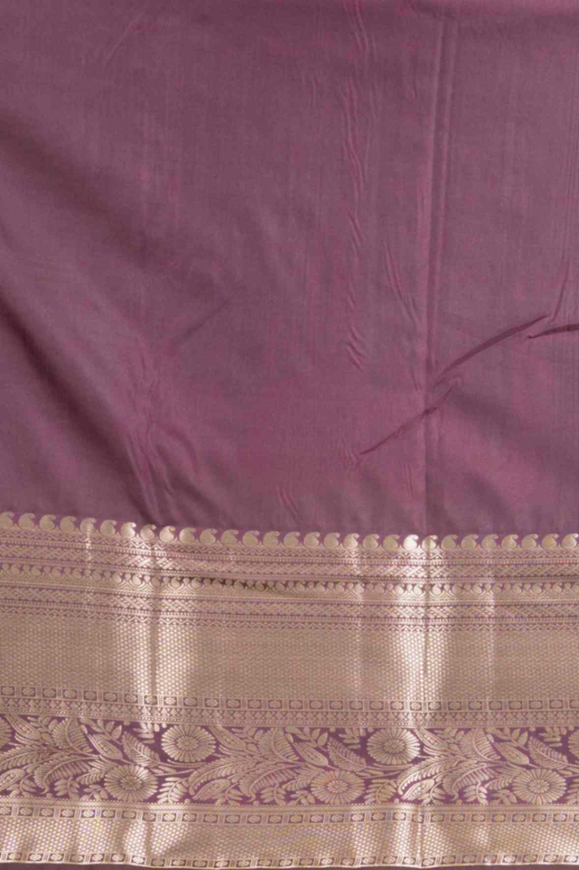 Orange and brown brocade silk saree