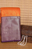 Orange and purple brocade silk saree