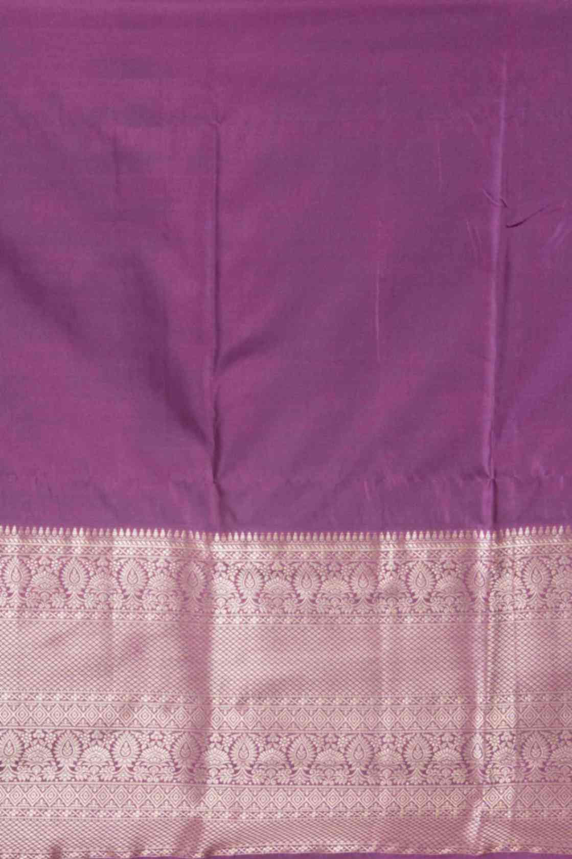 Orange and purple brocade silk saree