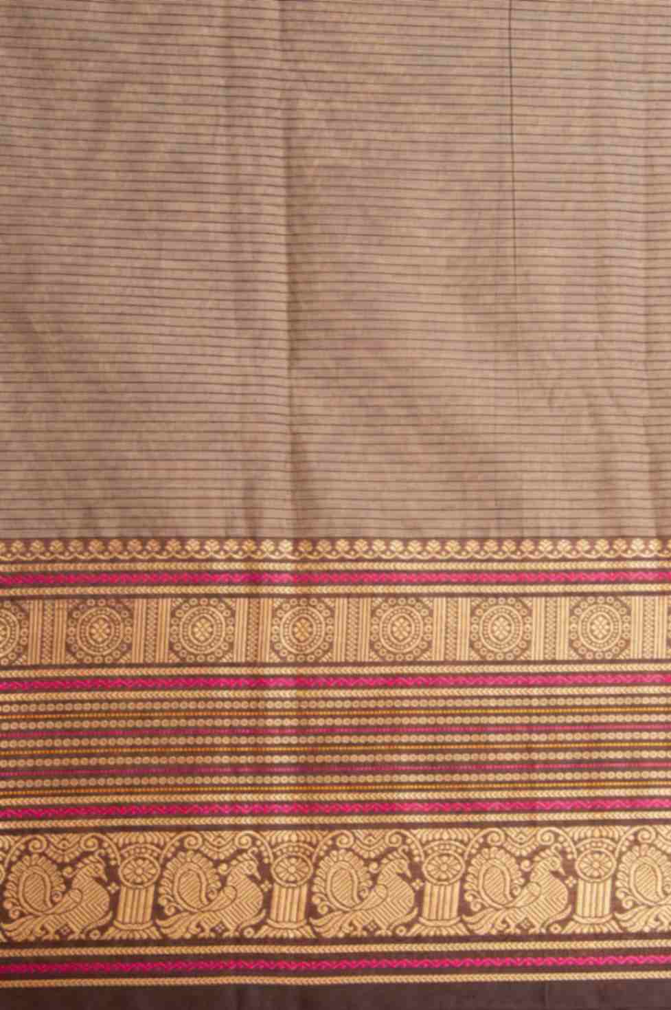 Grey and brown kanchi cotton saree