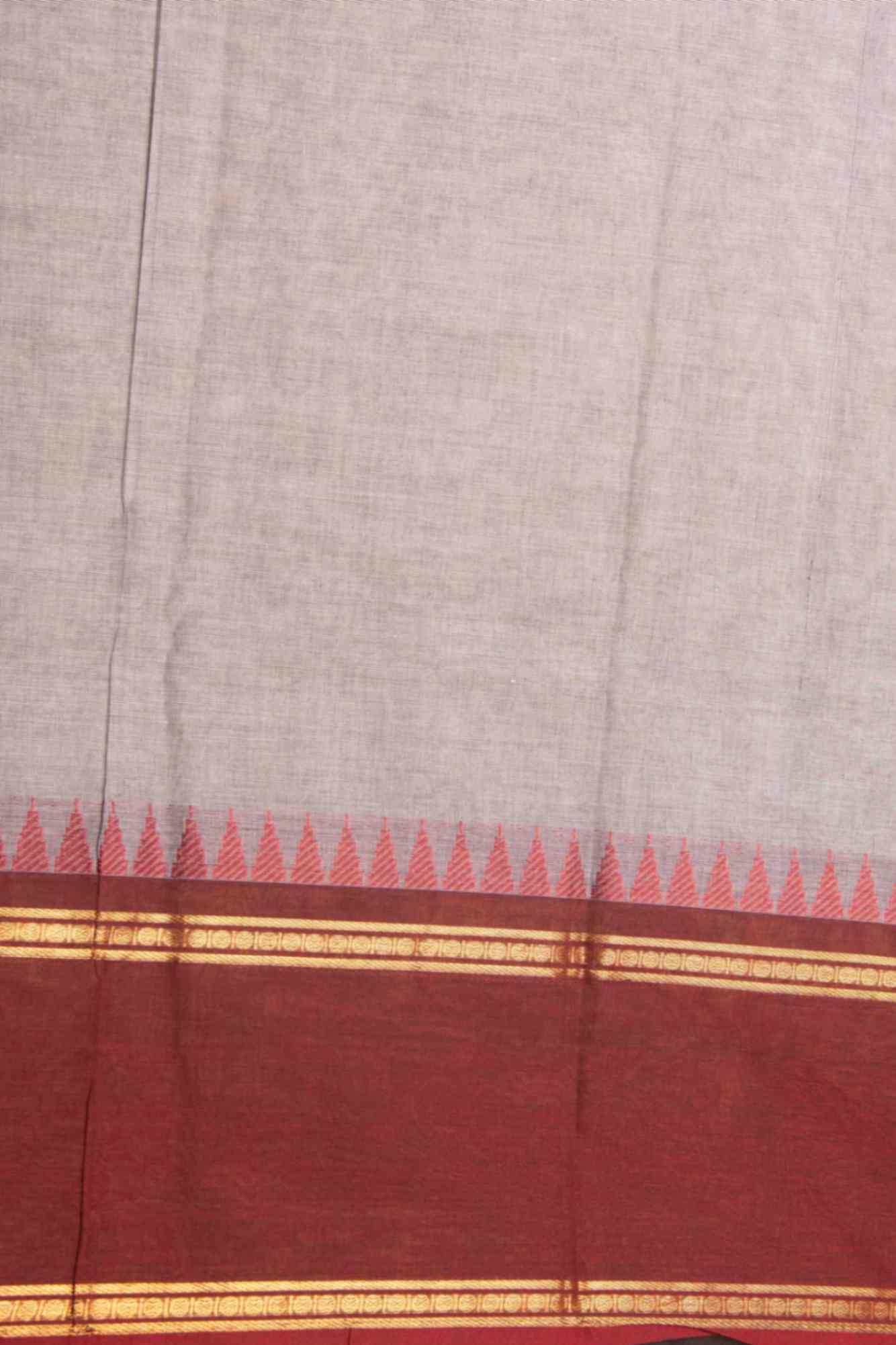 Grey with black and pink retta pettu kanchi cotton saree