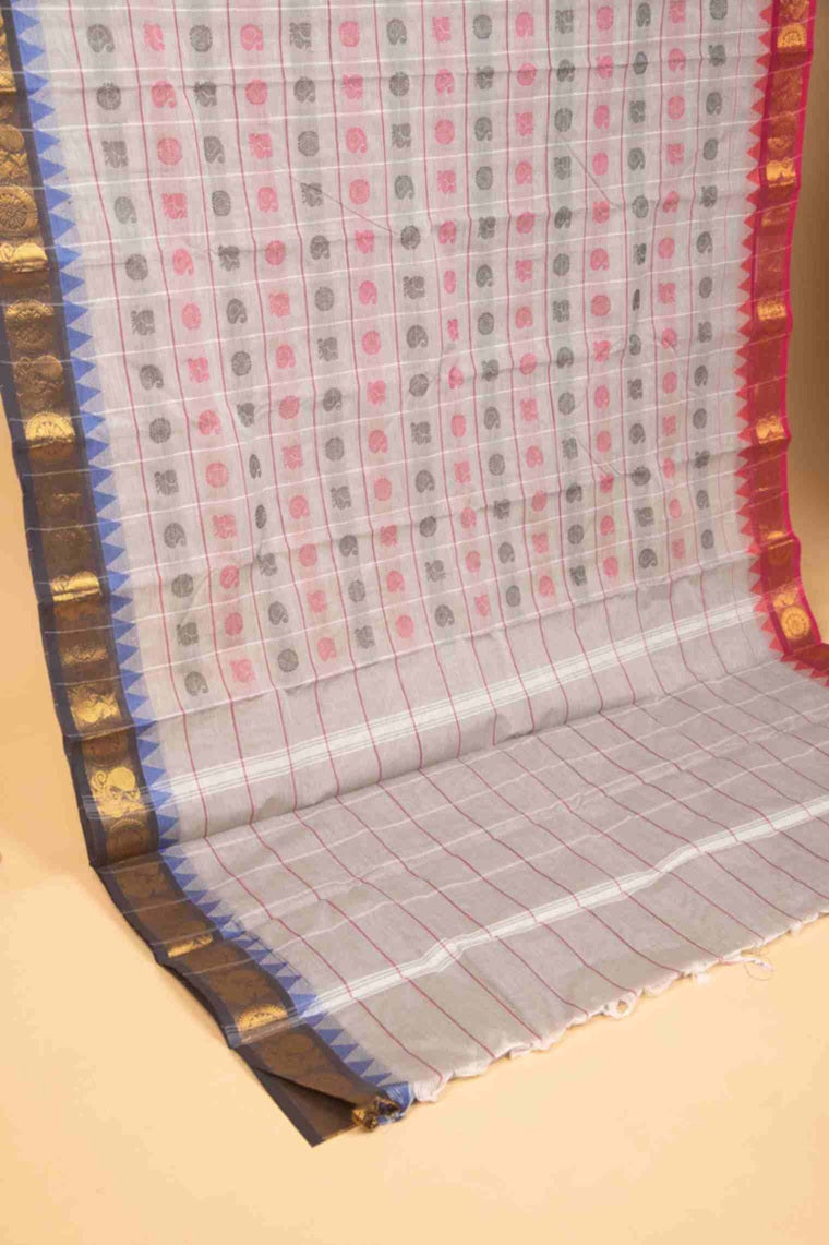 Grey ganga jamuna kanchi cotton saree