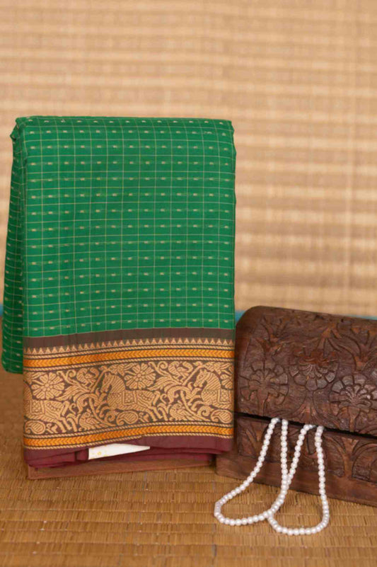 Green ayiram butta kanchi cotton saree